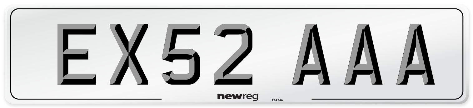 EX52 AAA Number Plate from New Reg